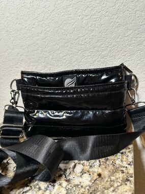 THINK ROYLN Black Patent Crossbody with Wide Strap